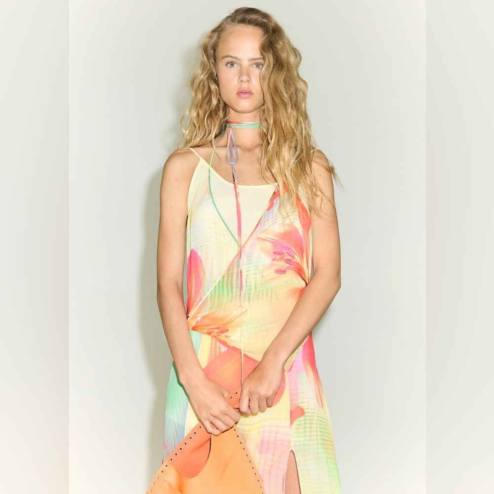 Mango printed dress with asymmetrical hem NWT - Picture 3 of 6